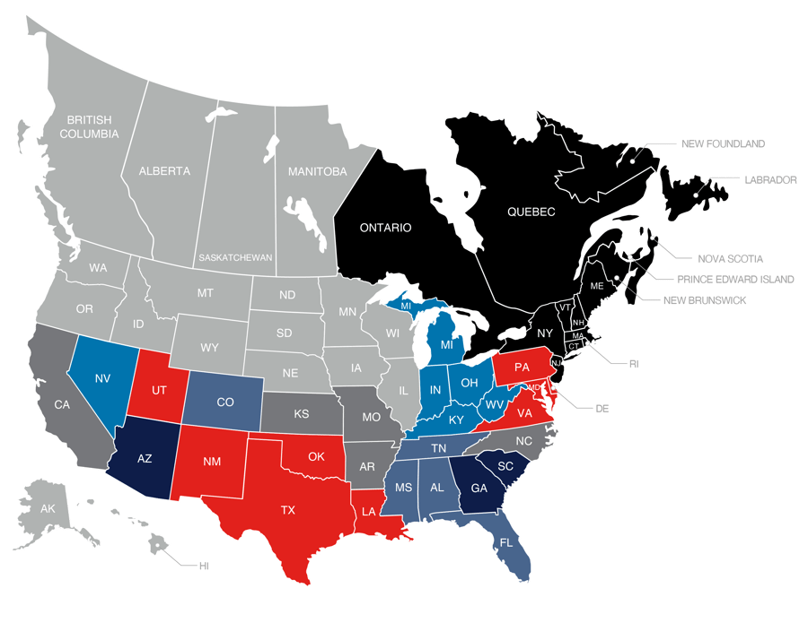 ASTA America Sales Territory Map